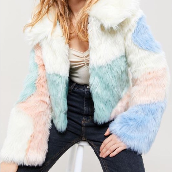 House of Sunny Jackets & Blazers - House of Sunny Scandi patchwork faux fur jacket
